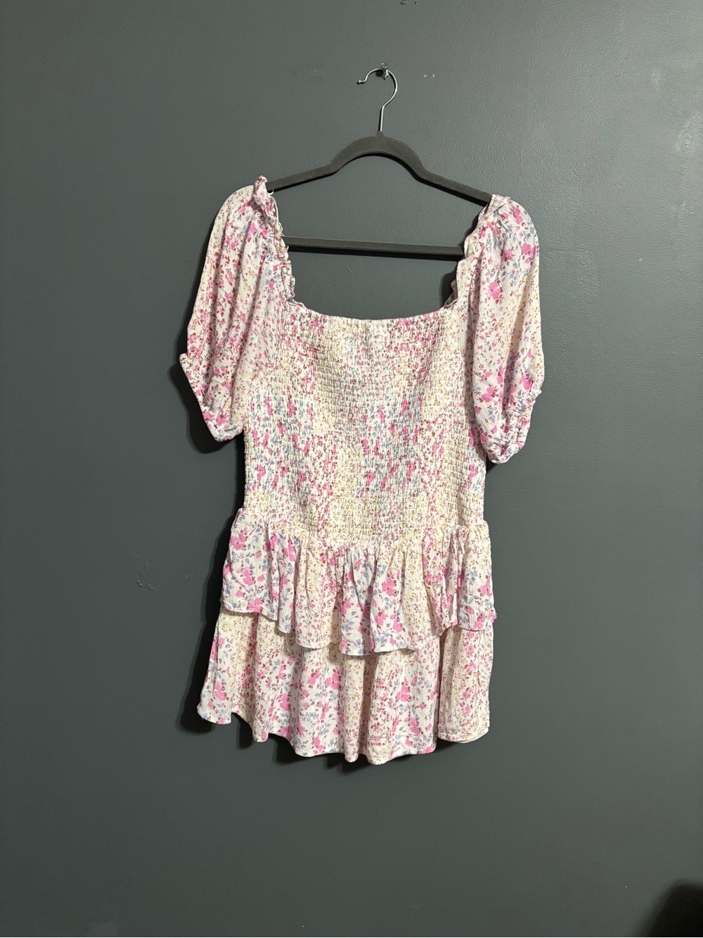 Japna floral patchwork ruffle tiered cottagecore wimsy boho mini dress size XL
